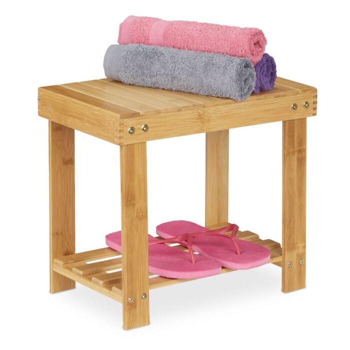 Relaxdays Large Bamboo Footstool