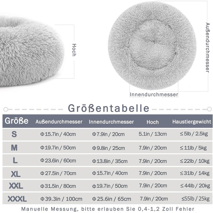 М'яке кругле ліжко для собак та котів з плюшу - Donut. Зручне лежанка для собак, котів та інших домашніх тварин. Легко миється. Розміри: S/M/L/XL/XXL (XXL - 80см). Колір: світло-сірий. Розміри: 80 x 80 x 20 см.
