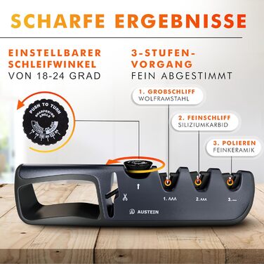 Точилка для ножів AUSTEIN QuickSharp 4-in-1: професійне заточування та шліфування (Титаново-сірий)