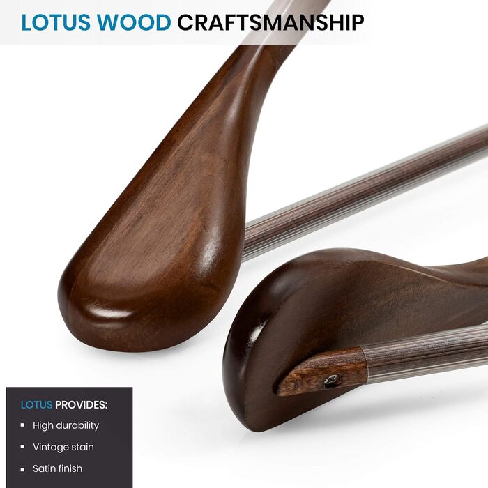 Дерев'яні вішалки для одягу – набір 6 шт. – міцні вішалки з широкими плечима, 6,3 см вигин для піджаків та костюмів, вішалки для штанів з висувним перекладином