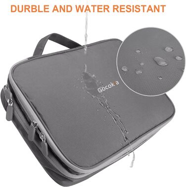 Gocokia Double Layer Travel Electronic Accessories Organizer, Large Capacity Handbag, Cable Organizer, Waterproof Carry Bag for 11.6 Inch Laptop, Tablet