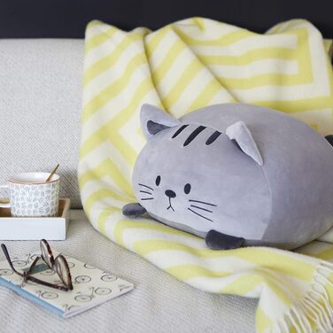 Декоративна подушка у формі кота balvi Kitty сіра, плюшева, поліестер