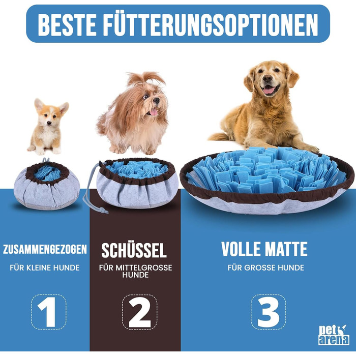 PET ARENA килимок для нюхання собак - інтелектуальна іграшка для собак, велика, блакитна, миється, регулюється розмір