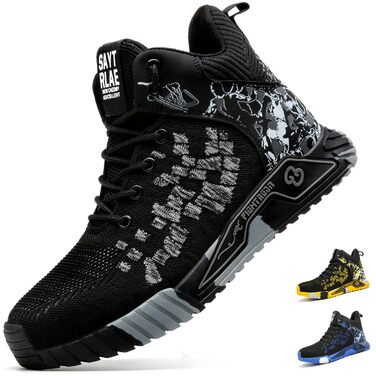 Черевики робочі чоловічі/жіночі, захисні, спортивні, з металевим носком, антиковзаючі, чорні, розміри 37-46 EU