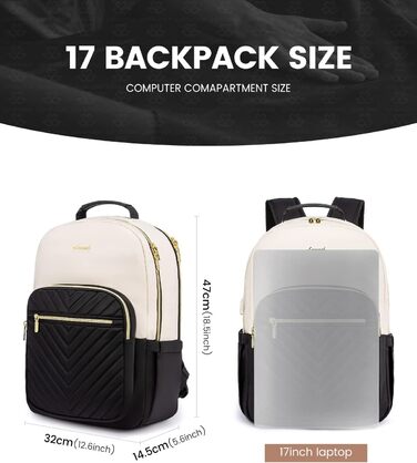 LOVEVOOK Рюкзак для ноутбука, жіночий, 17 дюймів, шкільний, для підлітків, водонепроникний, з USB-портом, для подорожей, університету, бізнесу, бежевий хакі