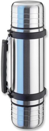 Isosteel Duo Vacuum Insulated Stainless Steel Water Bottle - 1.0L with Quickstop One-Hand Pour & 2 Cups
