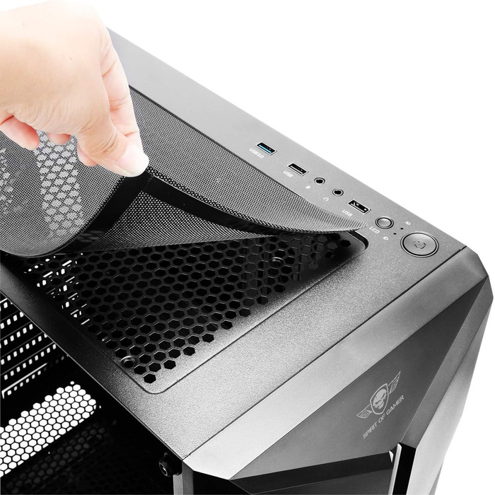 Комп'ютерний корпус Spirit of Gamer Gamer Clone III з RGB підсвічуванням - ATX/mATX/ITX Tower з металевою передньою панеллю та скляною бічною панеллю