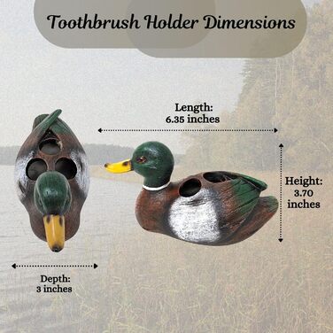 BestGiftEver Mallard Duck Toothbrush Holder, Freestanding, Lake-Inspired Bathroom Accessory, Ideal for Duck Hunters and Lake House Lovers