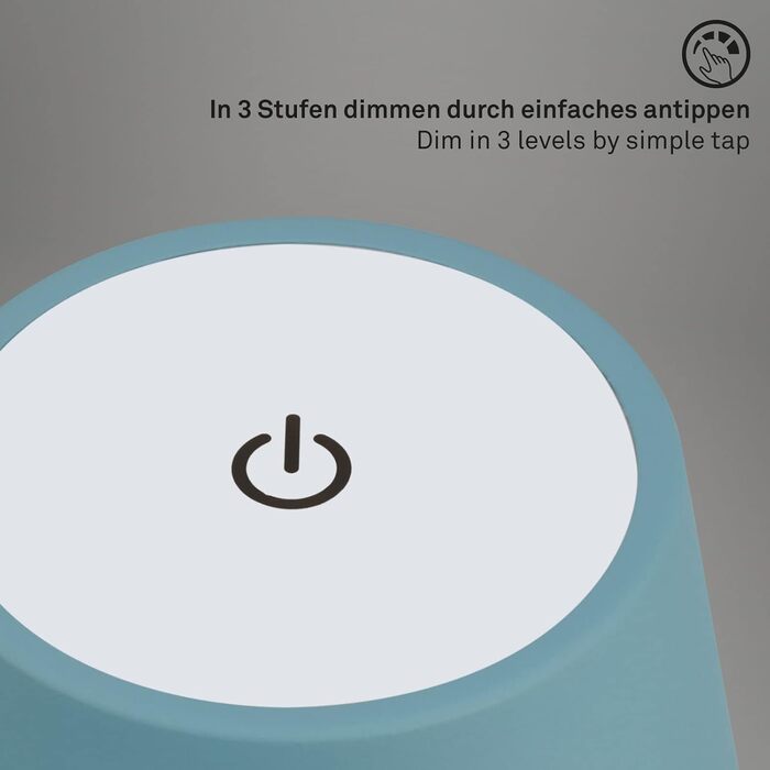 Світлодіодна настільна лампа Briloner бездротова з сенсорним керуванням, димуванням, регулюванням висоти, нічник, лампа для читання, кемпінгу, 38x12 см, блакитна