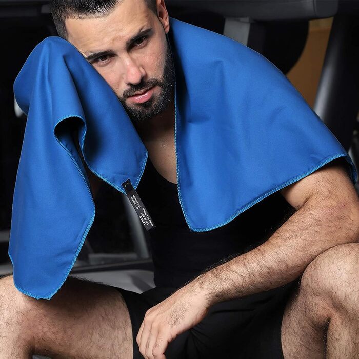 Набір рушників з мікрофібри (3 шт.): 180x80 см + 2 шт. 80x40 см. Для фітнесу, сауни, пляжу, подорожей. Темно-зелений (блакитний)