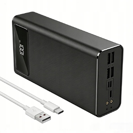 Повербанк 50 000 mAh з ліхтариком та вбудованими кабелями (4xUSB, USB-C, Lightning)