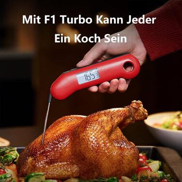 ThermoMaven F1 Turbo Digital Meat Thermometer – 0.5s Instant Display, Grilling Thermometer, ±0.3°C Accurate, Cooking Thermometer, IP67 Waterproof Magnetic, Bottle Opener, Roasting, BBQ, Grill
