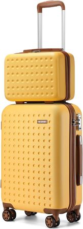 Чохол-валіза KONO з ABS-пластику, 65 x 42.5 x 25.5 см, з TSA-замком, білий, 24'M (жовтий, косметичка+20')