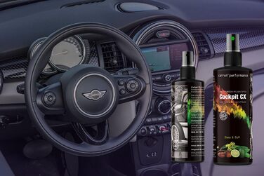Cockpit CX Spray for cleaning and care of leather, faux leather, plastics, and rubber with jojoba oil, lemon oil, and carnauba wax (Original)