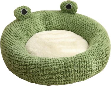 Килимок для кота з капюшоном у вигляді жаби, м'який, круглий, знімний, для зими та осені, антиковзаючий, з підкладкою, милий, мультяшний, теплий