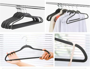 Yaheetech 100-Piece Clothes Hangers Velvet Suit Hangers with Non-Slip Surface, Closet Hangers, Anti-Slip, Space-Saving, 360° Swivel Hook, 0.5cm Thick, Gray
