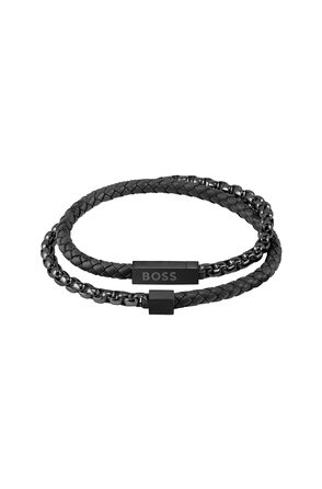Браслет чоловічий BOSS BLENDED з нержавіючої сталі та шкіри - 1580150M