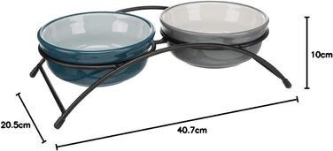 Миска для собак TRIXIE Eat on Feet, Petrolblau/Hellblau/Grau/Hellgrau, 2 × 1.6 L, ø20 см