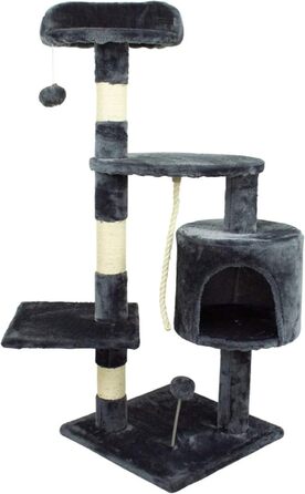 Драбина для котів Mobiclinic® Pets Silvestre, сіра, середнього розміру, з платформами та укриттям