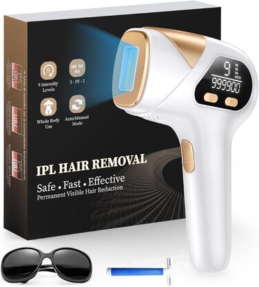 Пристрій для епіляції IPL Haarlosy 3-в-1: HR/SC/RA, 999 900 імпульсів, 9 рівнів енергії, безболісна епіляція для чоловіків та жінок, для тіла