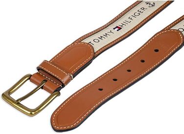 Чоловічий шкіряний ремінь Tommy Hilfiger з тканинною вставкою та класичною пряжкою, 42 розмір, Хакі