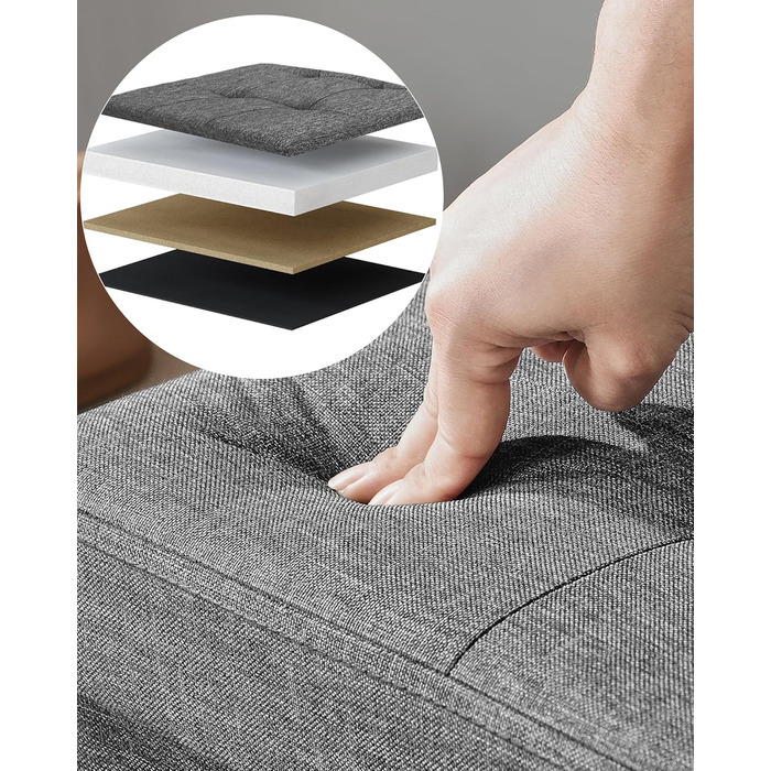 SONGMICS Storage Ottoman, Folding Bench, 38 x 110 x 38 cm Footstool, Storage Box, Load Capacity up to 300 kg, for Living Room, Bedroom, Entryway, Slate Grey LSF77K 110B cm Slate Grey