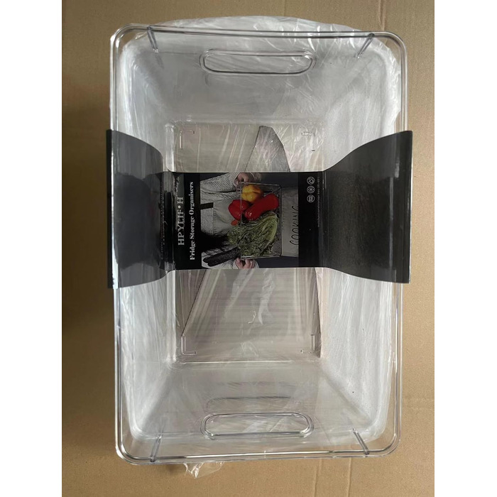 KJIXYUNG Refrigerator Organizer Set, Transparent Storage Box Organizer Stackable, Organizer Boxes for Refrigerator, Pantry, Cupboard, Snacks, Cans, Kitchen - BPA-free 29x20x15.5CM