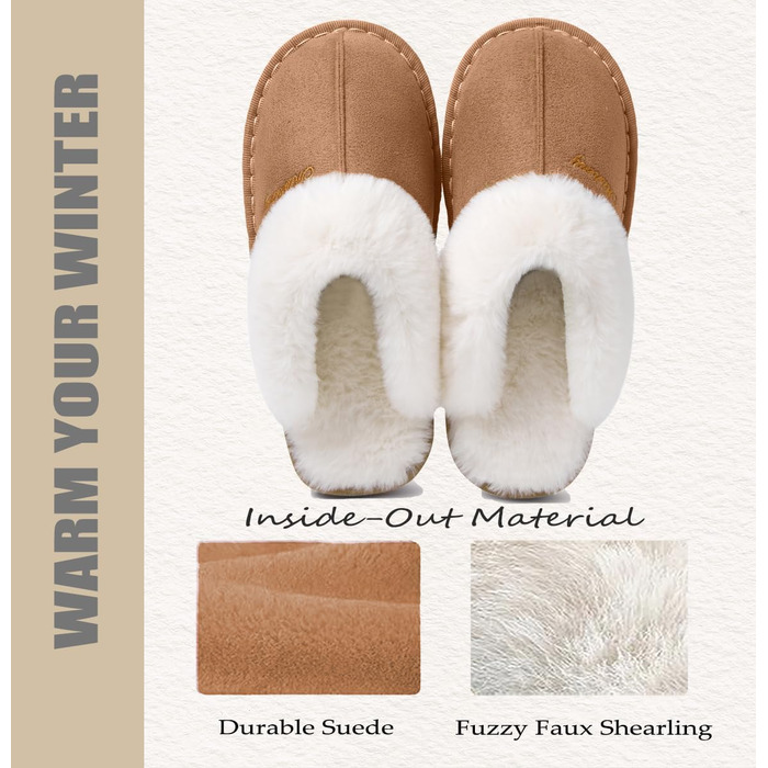 Домашні тапочки жіночі та чоловічі зимові теплі з синтетичного хутра, ламіно, штучного хутра, плюшу, пуху, м'які, нековзні, пантолетти для дому та вулиці, 38.5/40 EU, світло-коричневі
