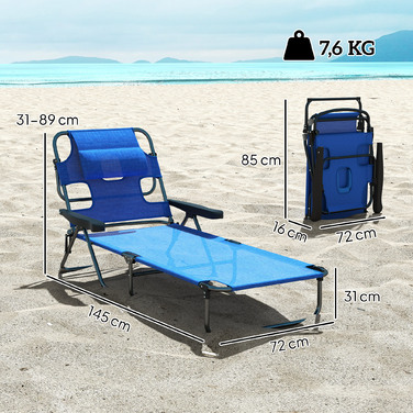Outsunny Patio Lounge Chair - Folding, Weather-Resistant Design. Dimensions: 76