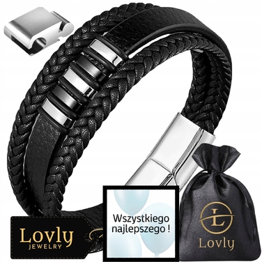 Чоловічий шкіряний браслет Premium: елегантний стиль, чорна сталь 316L