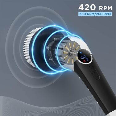 Coovee Electric Cleaning Brush, 2024 New Voice Prompt Spin Scrubber with 8 Drill Brush Heads, THREE Adjustable Speeds, Extendable to 137cm Handle for Bathroom Kitchen Car Floor