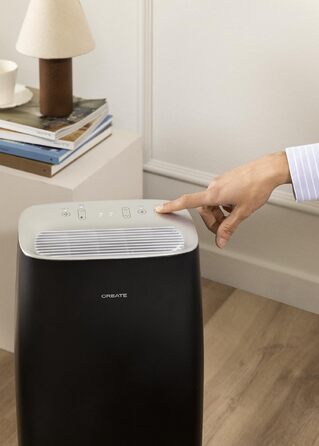 Осушувач повітря CREATE Luftentfeuchter XL SPIRAL для приміщень до 90 м², 10 л, 380 Вт, з LED-дисплеєм та системою безпеки (Чорний)