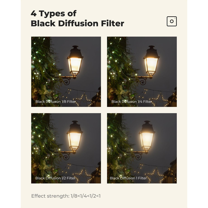 Фільтр K&F Concept 77mm Black Promist 1/8 з оптичного скла з Multi-Nano покриттям для відеозйомки/портретної фотографії (Nano-Klear)