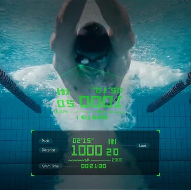Holoswim 2s AR smart swimming goggles, anti-fog swimming goggles, fitness tracker, displays your stats, compatible with open water mode