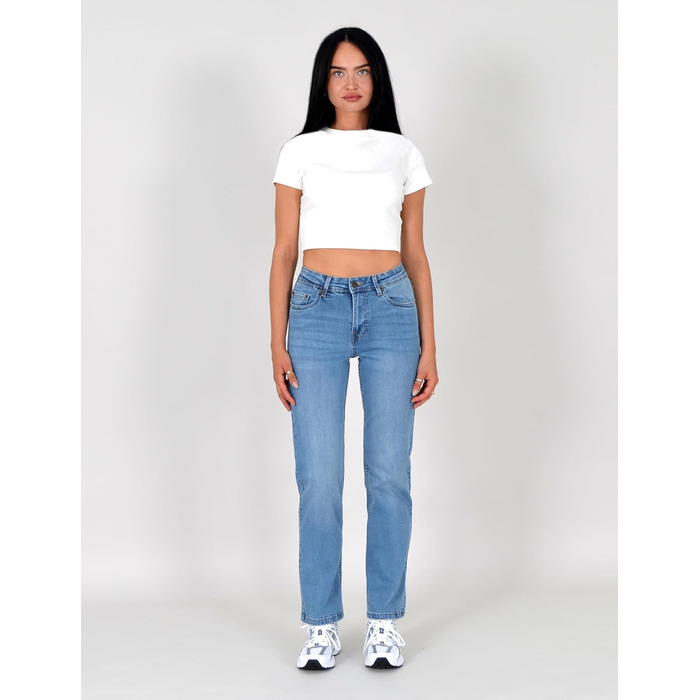 Джинси ESRA жіночі прямі з високою талією, еластичні, модель G200, розмір 42 J556