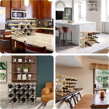 Todeco - Wine Rack, Bottle Rack, Wine Stand, Wine Holder, Wine Rack Wood for 30, Natural Wood