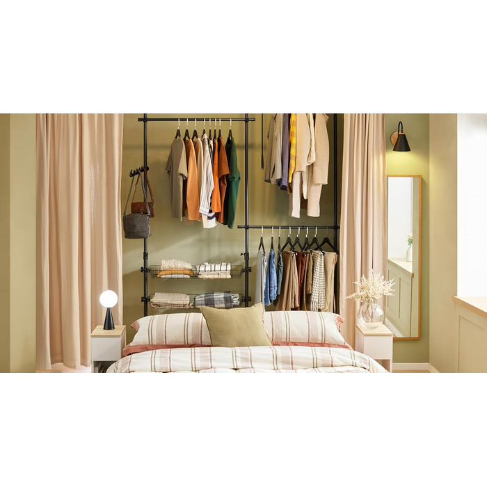 SoBuy Regal System with 3 Clothes Rails and 3 Baskets Telescopic Wardrobe System Adjustable Organization System FRG34-SCH