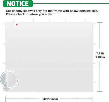 3 Side Walls for 3x3M Gazebo, Gazebo Side Wall for Garden Gazebo and Pop-Up Gazebo with Velcro, 210D Waterproof, Without Awning (White, 1 Side Wall)