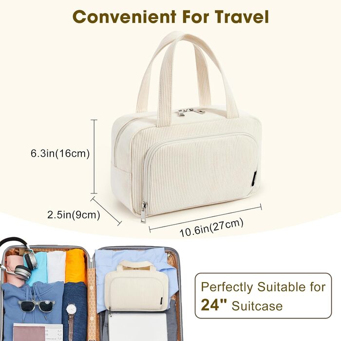 Косметичка жіноча Kalidi з багатьма відділеннями та слотом для пензлів, велика сумка для макіяжу, органайзер для косметики, валізка, темно-зелений (бежевий)