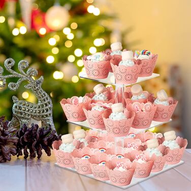 Підставка для тортів на 4 яруси, велика кругла з акрилу 30,5 см, прозора, для вечірки, дня народження, дитячого свята