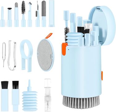 Набір для чищення 20-в-1 для AirPods, ноутбуків, телефонів, клавіатур – Професійний набір для очищення екранів з мікрофіброю, щітками, USB-відсмоктувачем Critin-20-in-1 blue