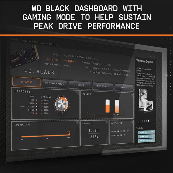 SSD WD_BLACK SN750 SE 1TB M.2 NVMe PCIe Gen4 – ігровий накопичувач, 3600 МБ/с