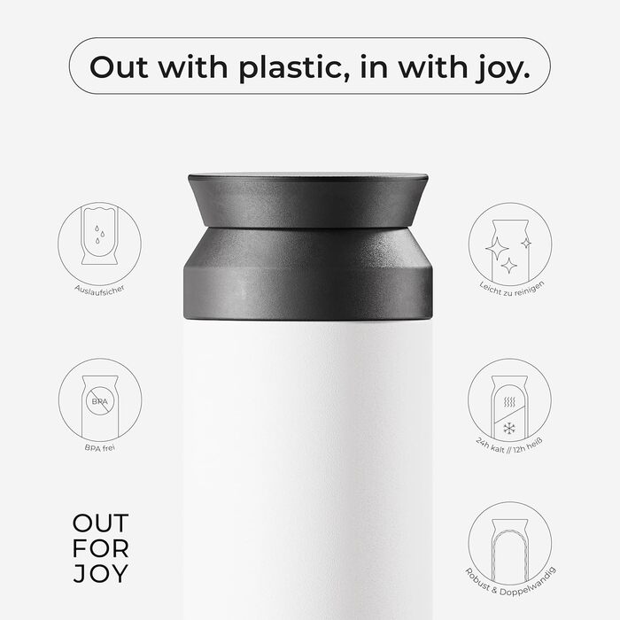 Термокружка з нержавіючої сталі 350 мл | Термокружка для кави та чаю на винос | З подвійними стінками, ізольована, не протікає | Travel Tumbler | Зберігає тепло 4 години / холод 8 годин (Білий Шовк)