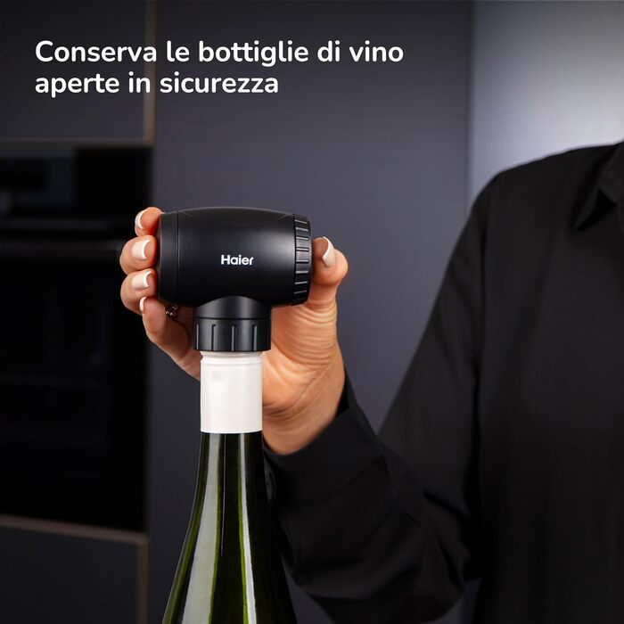 Електричний вакуумний затвор для вина Haier Premium Collection I Збереження аромату до 7 днів I Вакуумна помпа для вина, надійний, простий у використанні I Стильний подарунок для поціновувачів вина