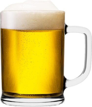 TREND FOR HOME Beer Stein Set of 6, 0.5 Liter with Comfortable Handle, Glass Mug 0.5 Liter Beer Glass, Beer Stein, Beer Glasses 0.5 Beer Mug, Beer Maßkrug Glass Beer Steins Maßkrug Transparent | Ulf