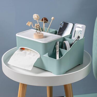 Tissue Box, Tissue Holder Box, Multifunctional Tissue Holder with Stylish Remote Control Tabletop, Cosmetic Tissue Box for Office Bedroom Car (A green)