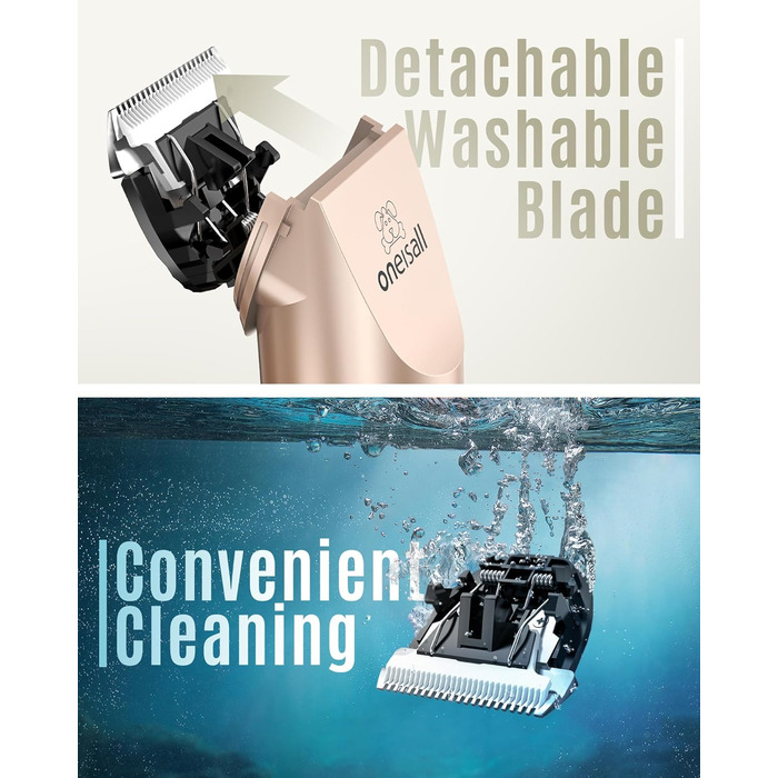 Oneisall Professional Pet Hair Clipper - Cordless Dog & Cat Grooming Kit - Electric Hair Trimmer with Gold Finish