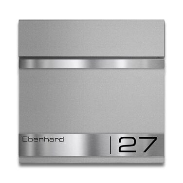 Поштова скринька Metzler Premium з газетницею Anthrazit, персоналізована з табличкою для імені, високоякісна настінна з нержавіючої сталі V2A з порошковим покриттям RAL 7016, модель Stencil (сірий алюміній)