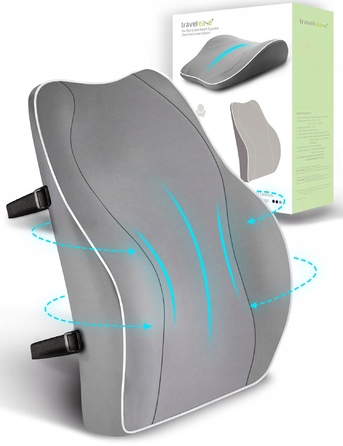 Ergonomічна подушка під поперек TRAVEL EASE з ефектом пам'яті, 40x43 см, сіра
