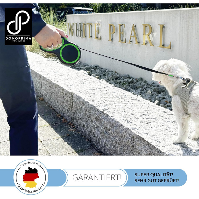 Рулетка для собак DOMOPRIMA, 3 розміри (S, M, L), 4 кольори (сірий, блакитний, зелений, рожевий) з відбиваючим ремінком. Зелена рулетка, розмір L